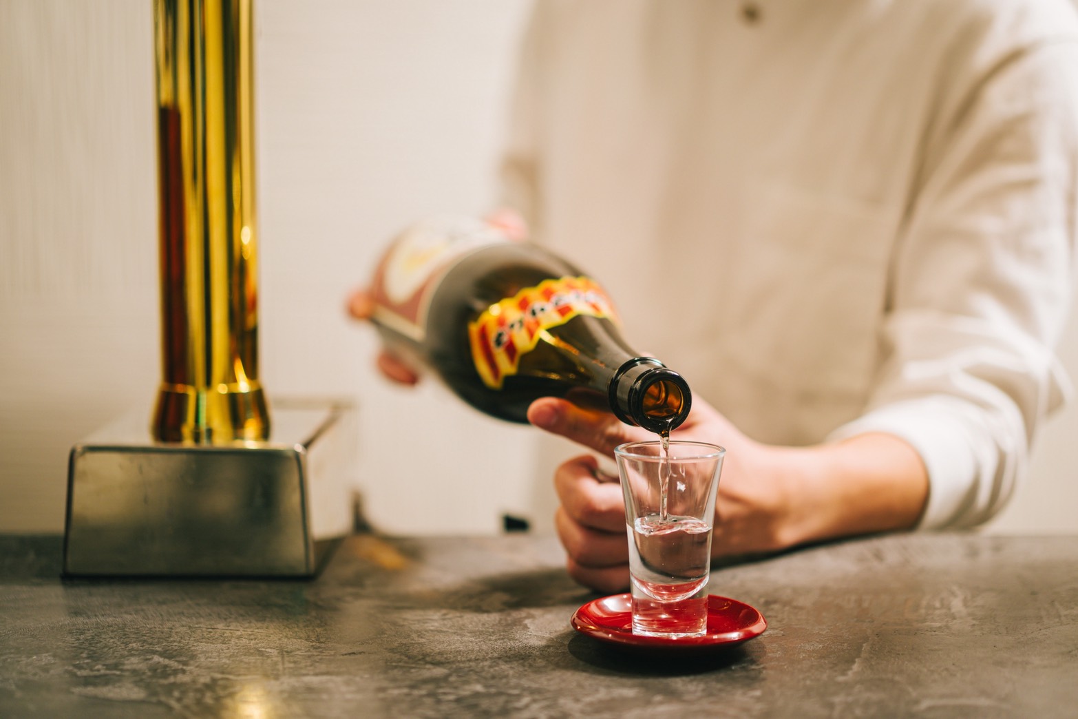 Japanese sake being poured