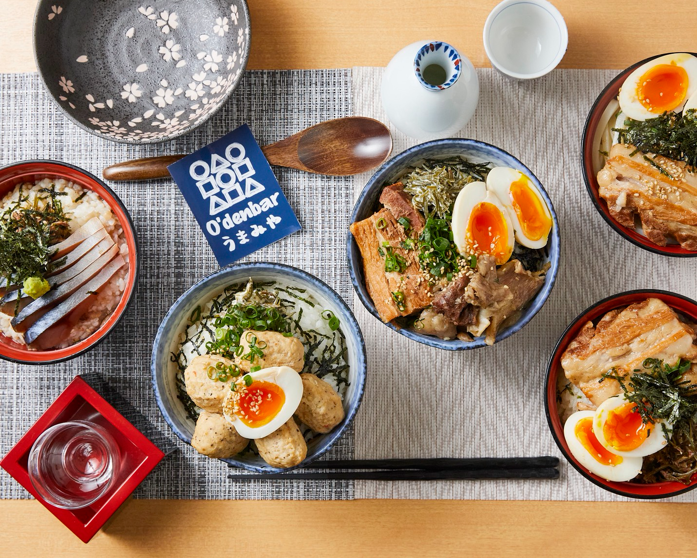 Selection of Japanese rice bowls and set meals